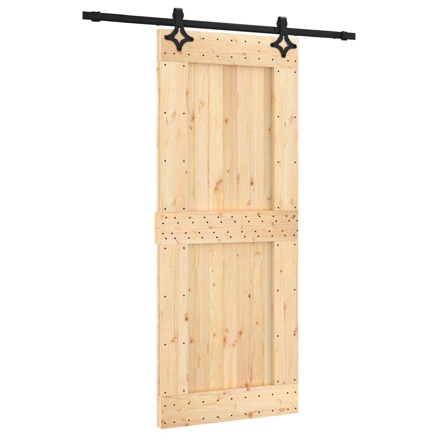vidaXL Συρόμενη Πόρτα Φυσικό και Μαύρο 85 x 210 cm