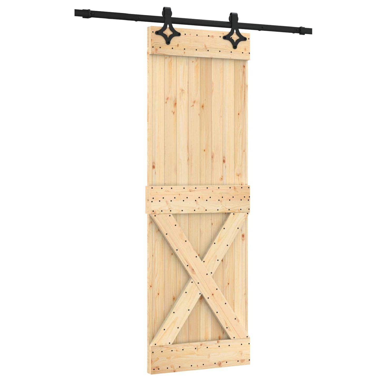 vidaXL Συρόμενη Πόρτα Φυσικό και Μαύρο 70 x 210 cm