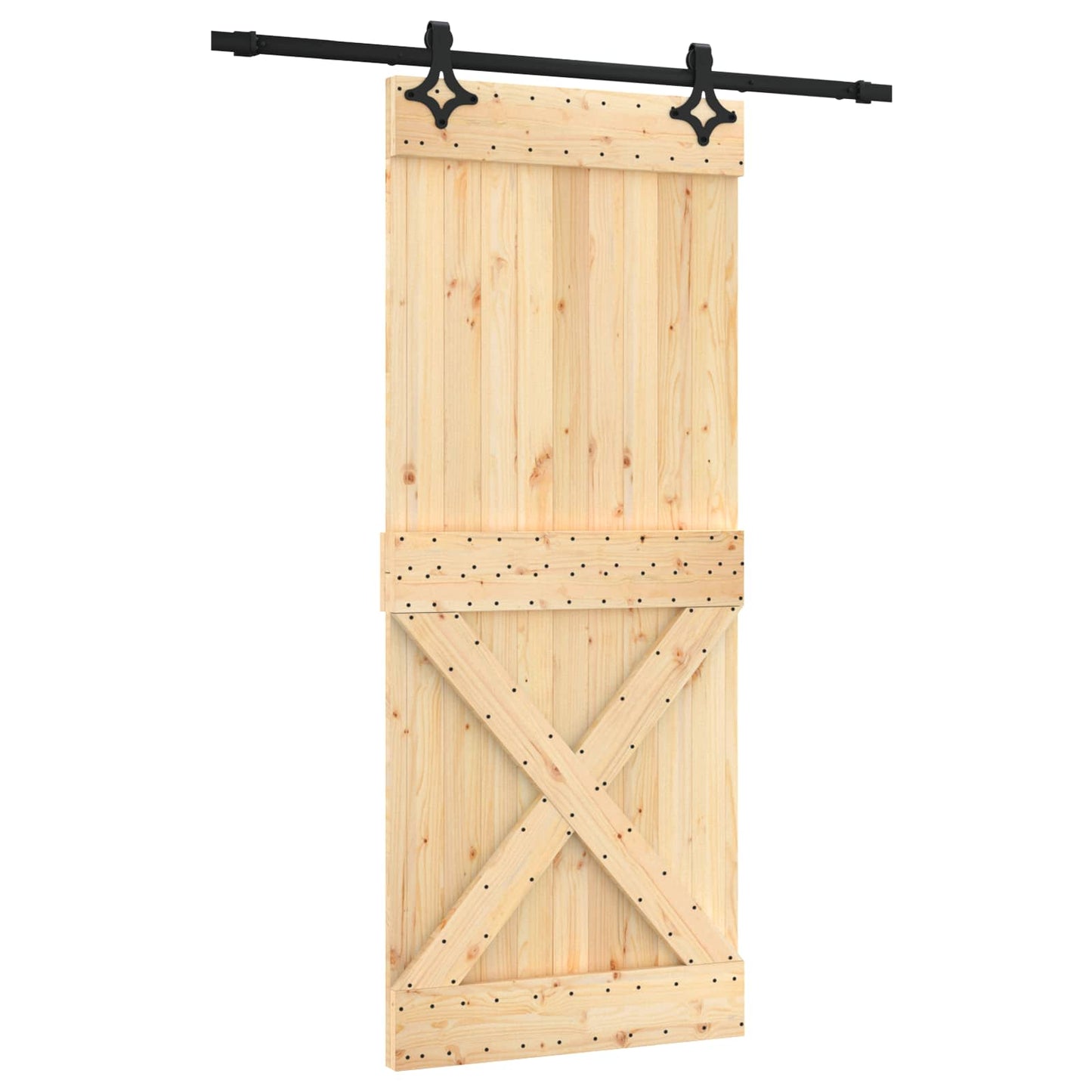 vidaXL Συρόμενη Πόρτα Φυσικό και Μαύρο 85 x 210 cm