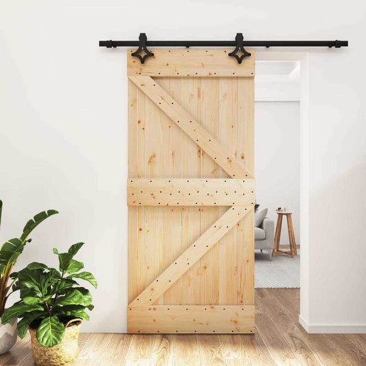 vidaXL Συρόμενη Πόρτα Φυσικό και Μαύρο 95 x 210 cm