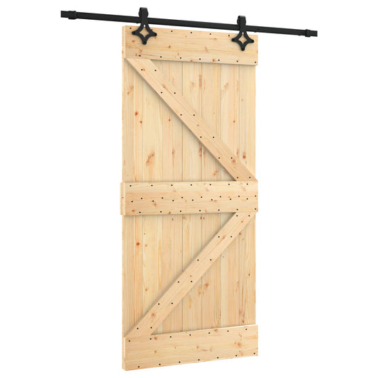vidaXL Συρόμενη Πόρτα Φυσικό και Μαύρο 95 x 210 cm