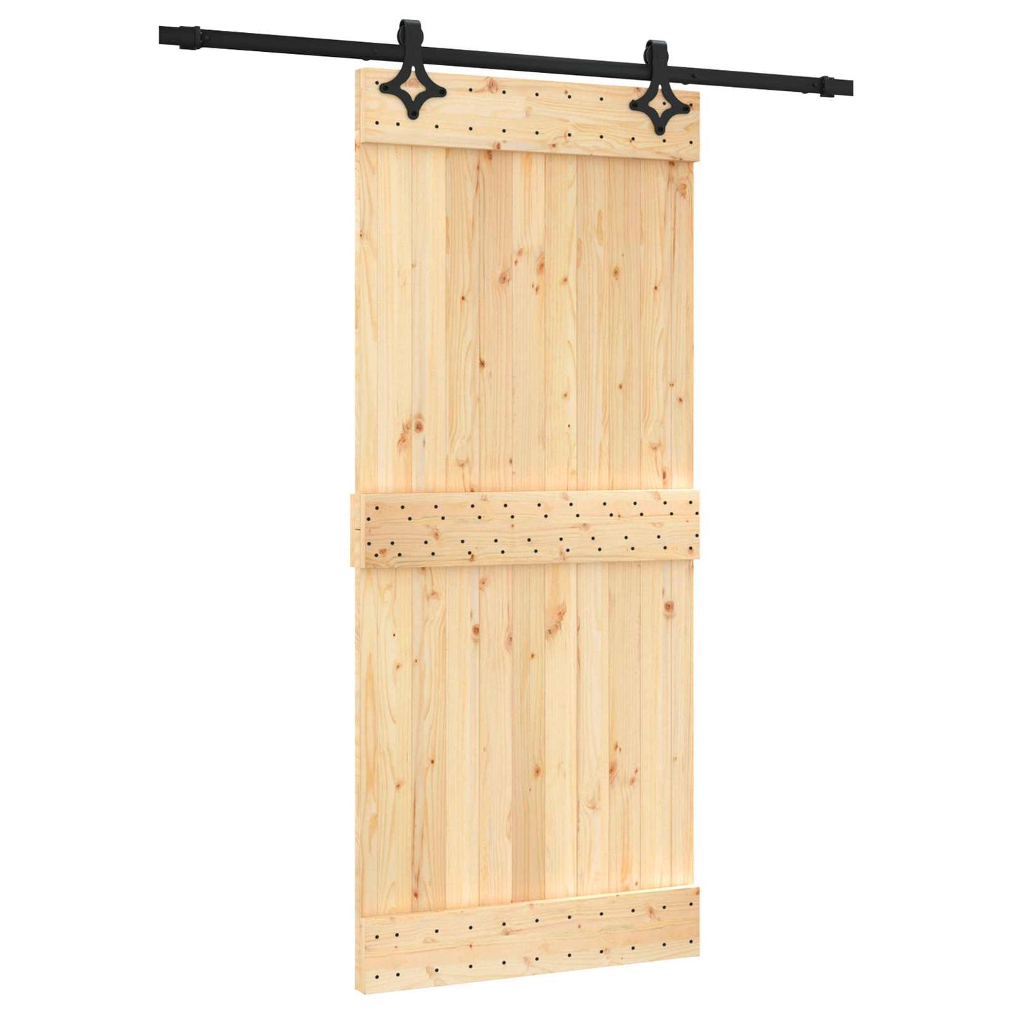 vidaXL Συρόμενη Πόρτα 90 x 210 cm Συμπαγές Ξύλο Πεύκου (Ακατέργαστο)