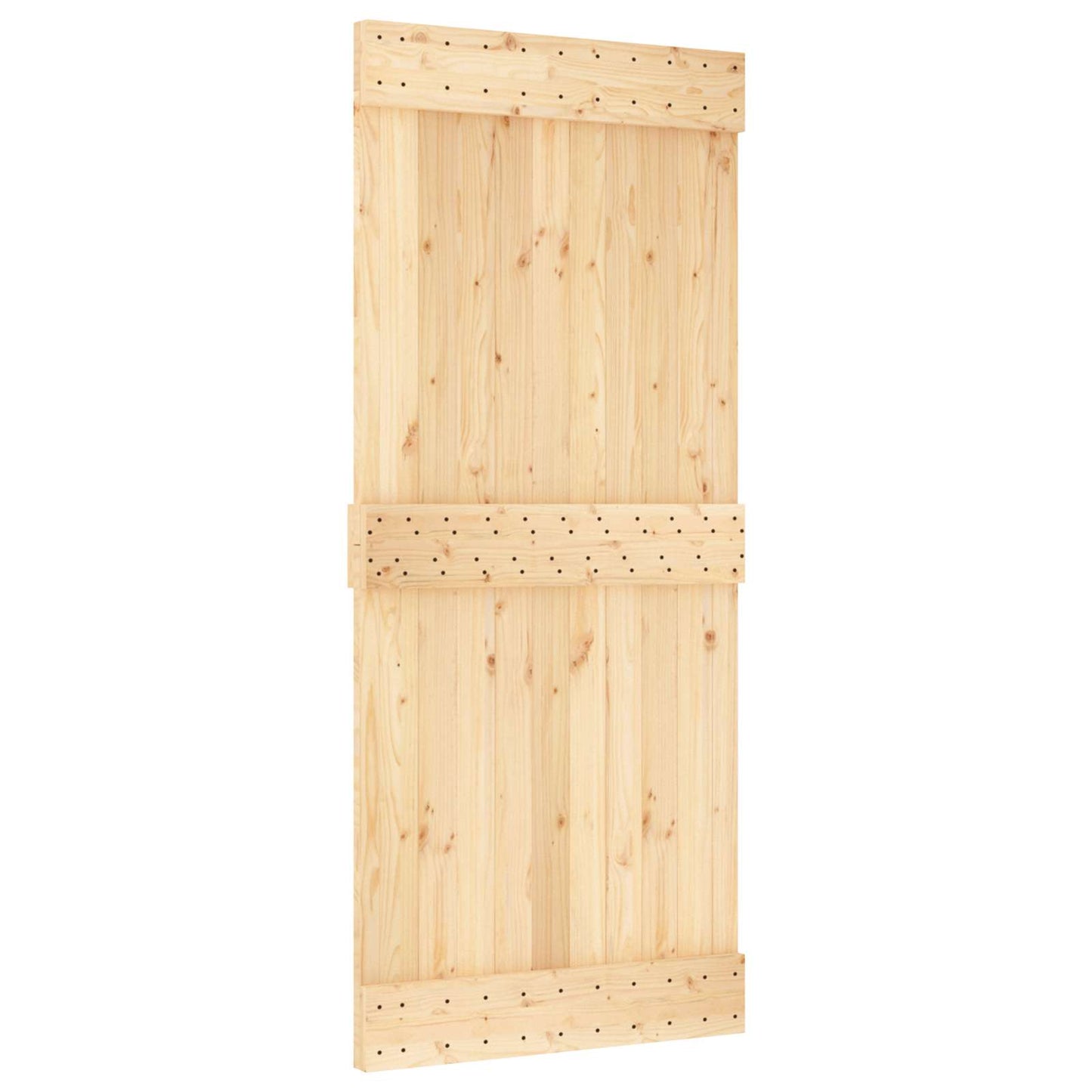 vidaXL Συρόμενη Πόρτα 90 x 210 cm Συμπαγές Ξύλο Πεύκου (Ακατέργαστο)