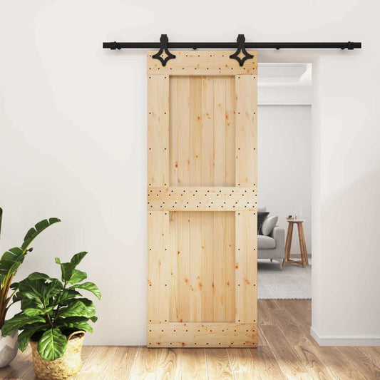 vidaXL Συρόμενη Πόρτα Φυσικό και Μαύρο 80 x 210 cm