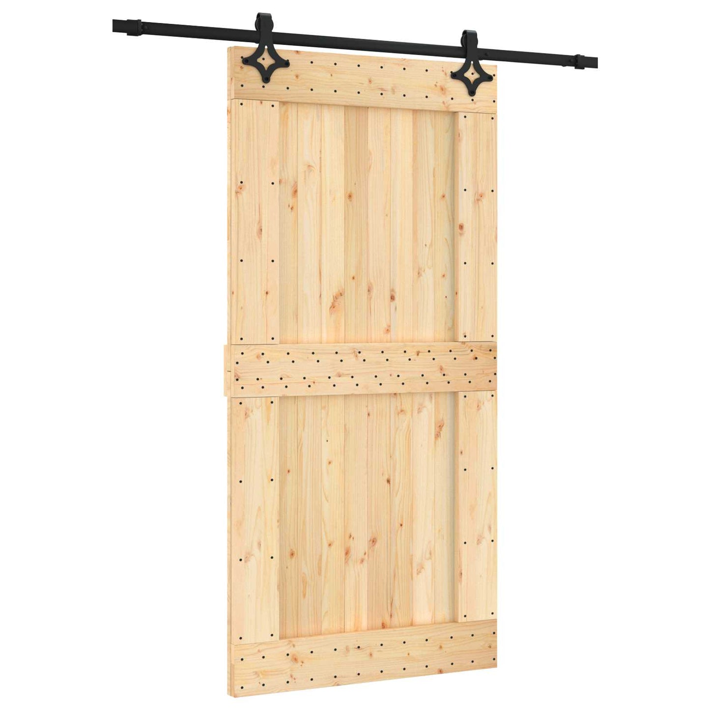 vidaXL Συρόμενη Πόρτα 100 x 210 cm Συμπαγές Ξύλο Πεύκου (Ακατέργαστο)