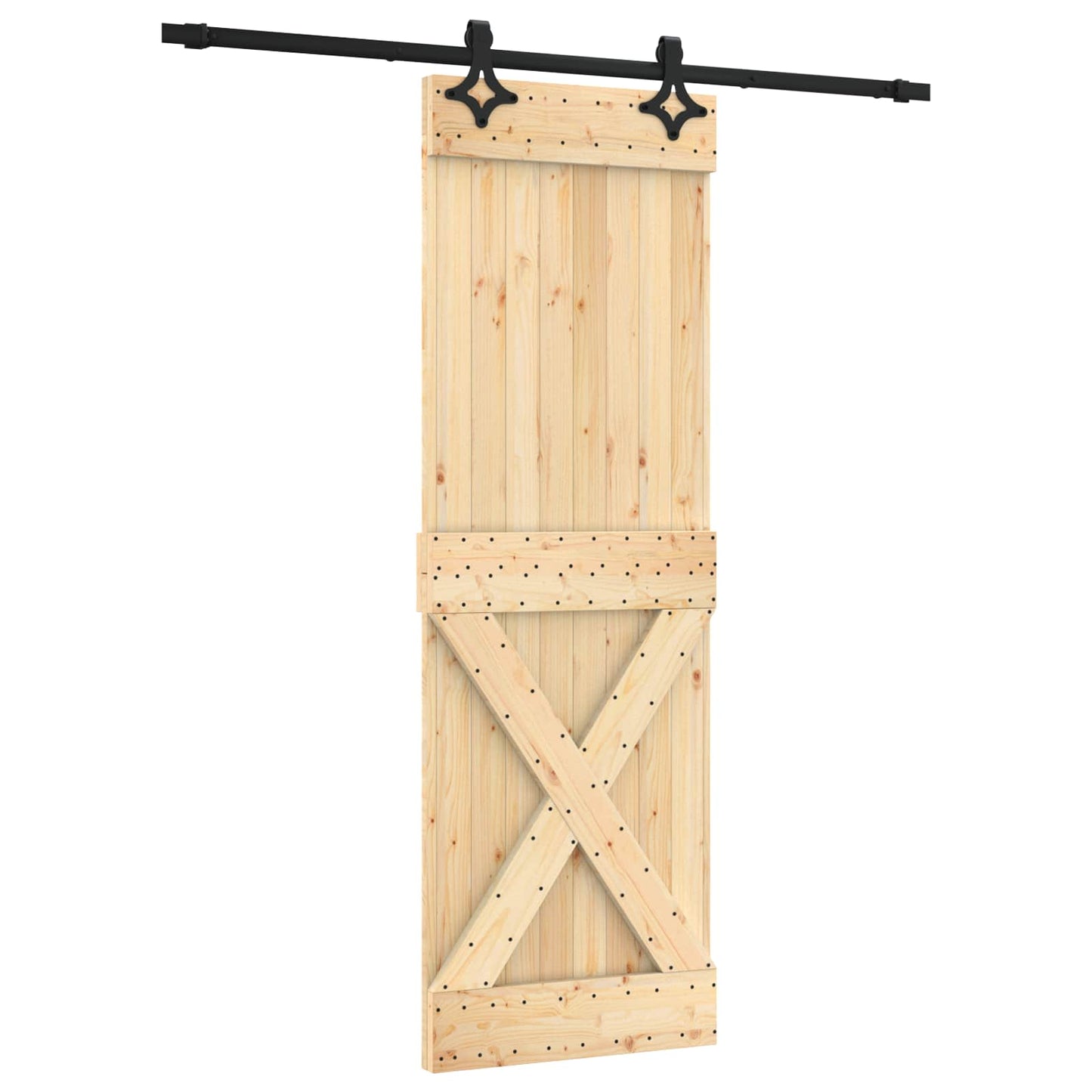 vidaXL Συρόμενη Πόρτα 70 x 210 cm Συμπαγές Ξύλο Πεύκου (Ακατέργαστο)