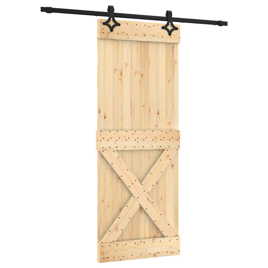 vidaXL Συρόμενη Πόρτα Φυσικό και Μαύρο 80 x 210 cm