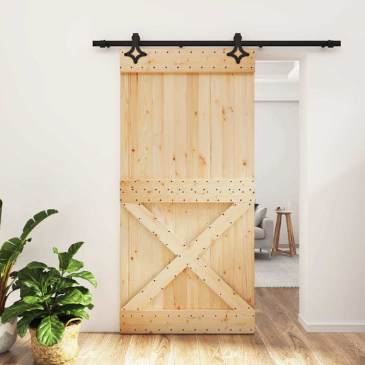 vidaXL Συρόμενη Πόρτα Φυσικό και Μαύρο 100 x 210 cm