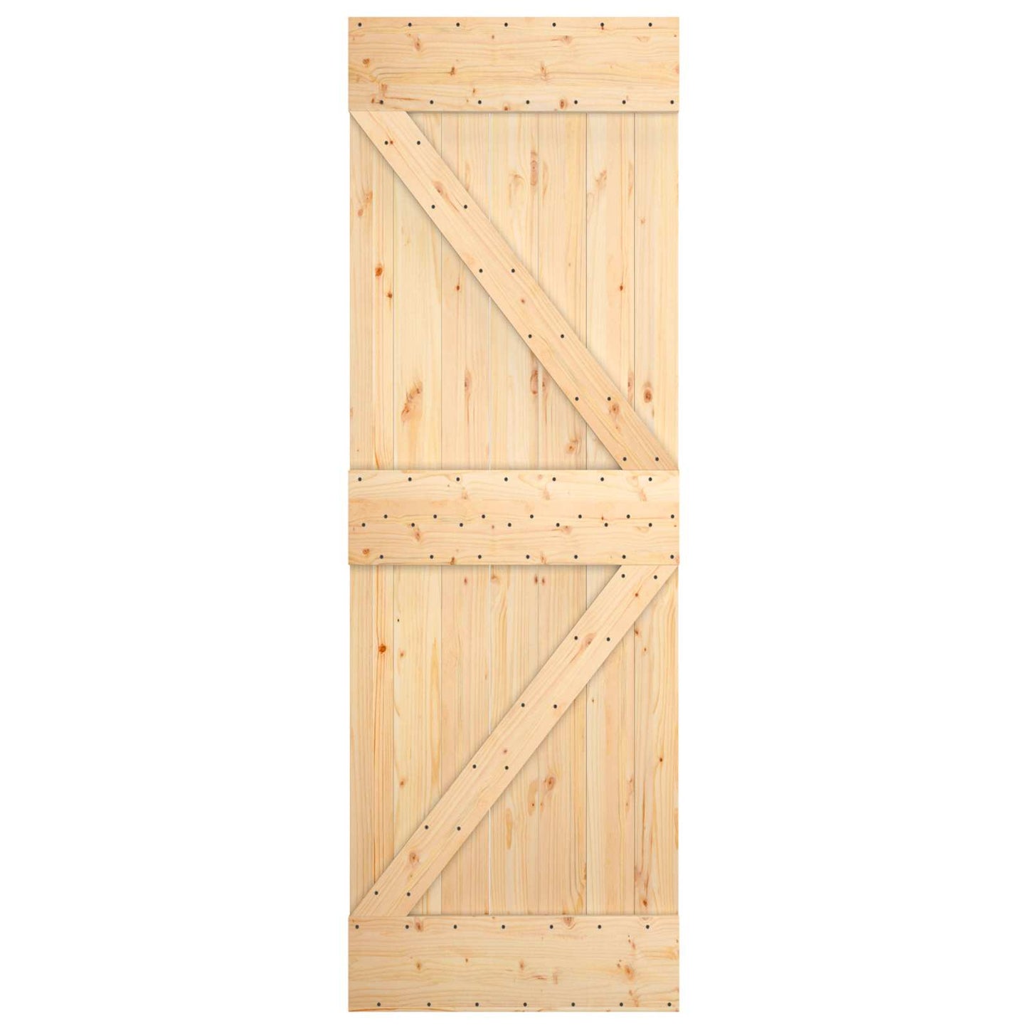 vidaXL Συρόμενη Πόρτα 70 x 210 cm Συμπαγές Ξύλο Πεύκου (Ακατέργαστο)
