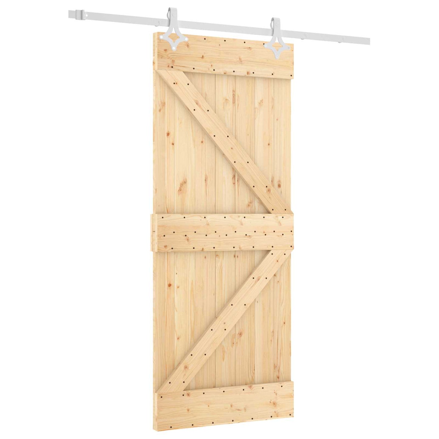 vidaXL Συρόμενη Πόρτα 85 x 210 cm Συμπαγές Ξύλο Πεύκου (Ακατέργαστο)