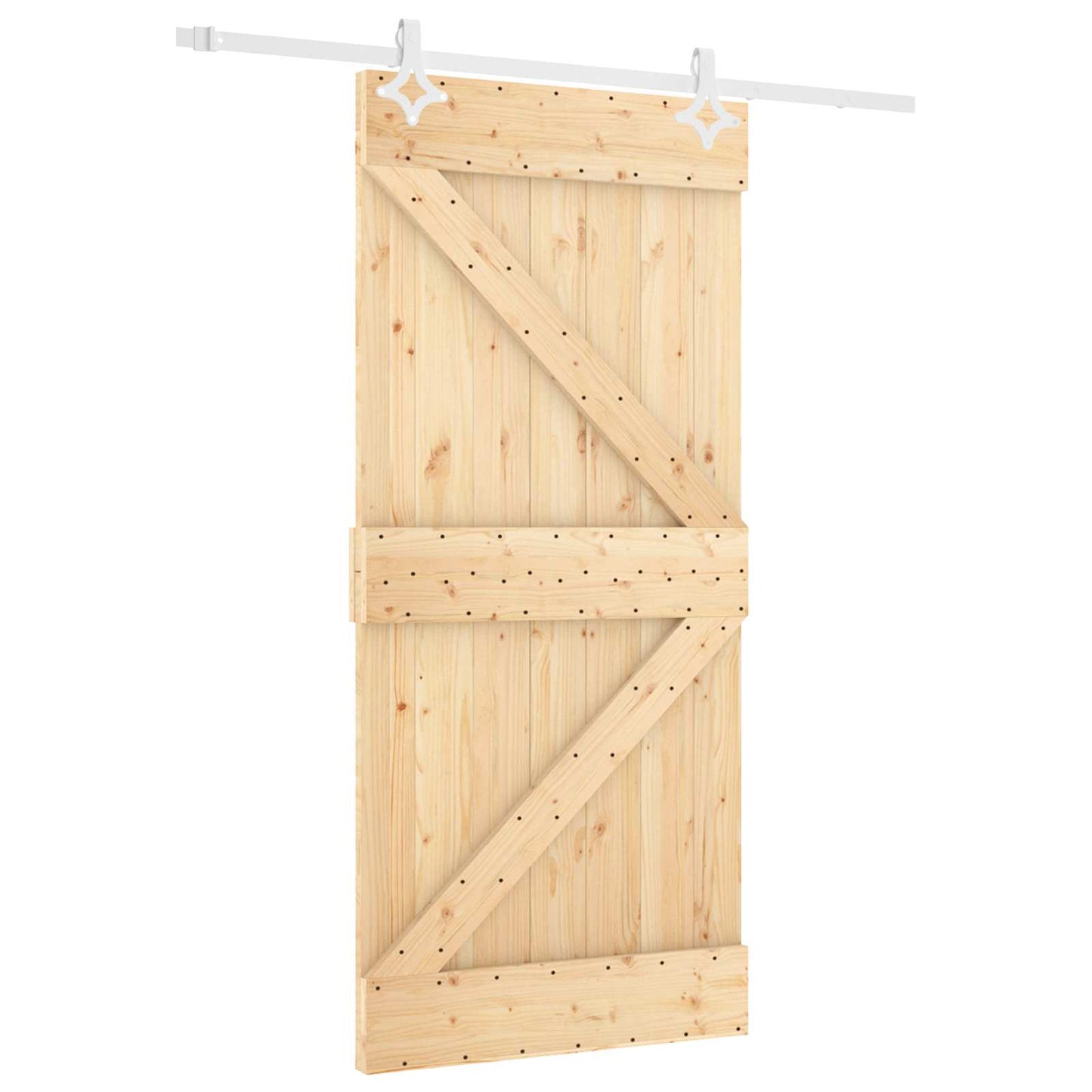 vidaXL Συρόμενη Πόρτα 90 x 210 cm Μασίφ Ξύλο Πεύκου Φυσικό και Λευκό