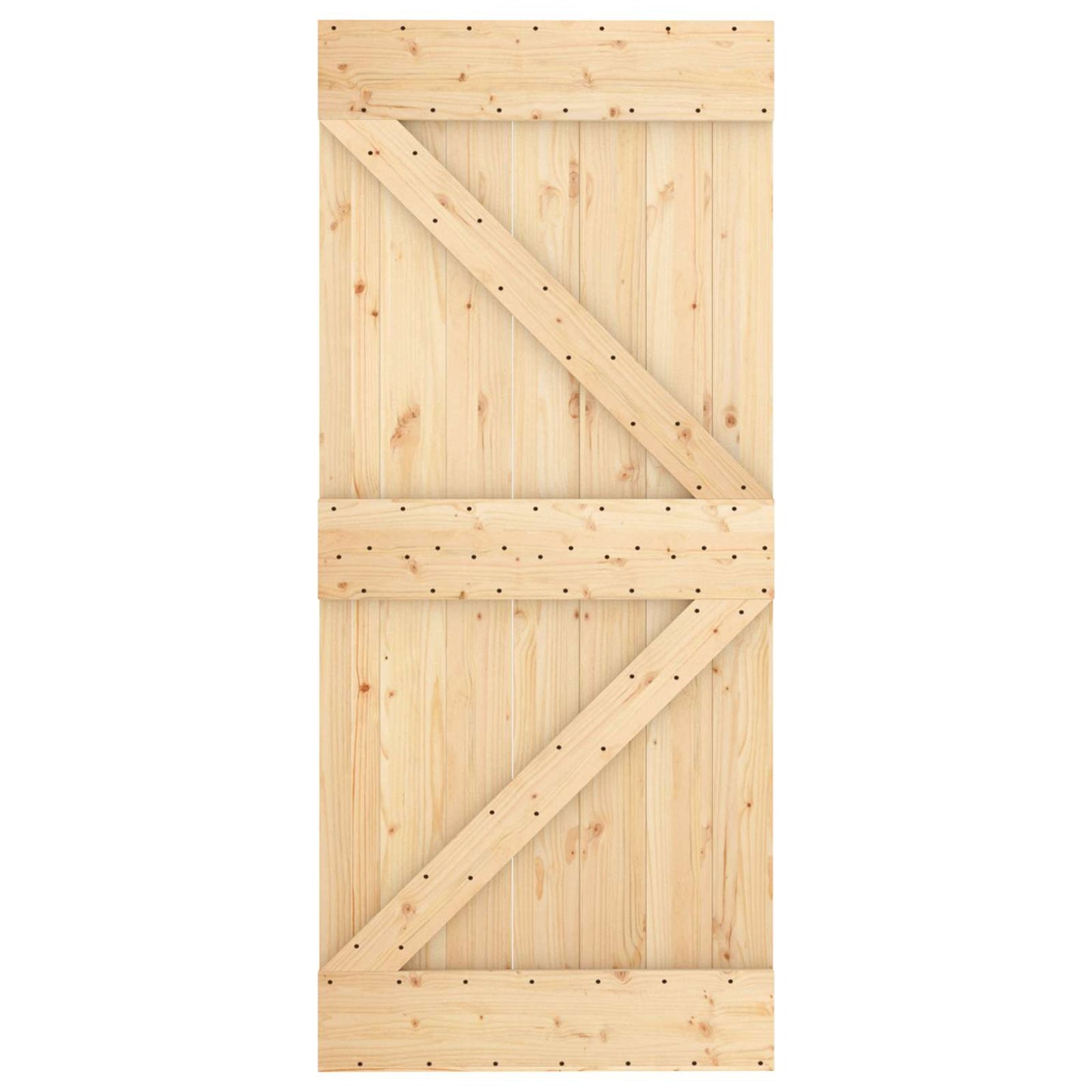 vidaXL Συρόμενη Πόρτα 90 x 210 cm Μασίφ Ξύλο Πεύκου Φυσικό και Λευκό