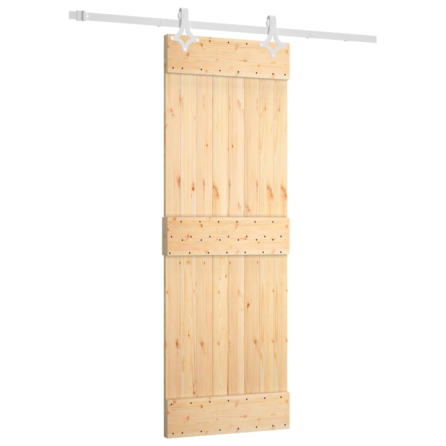 vidaXL Συρόμενη Πόρτα 70 x 210 cm Συμπαγές Ξύλο Πεύκου (Ακατέργαστο)
