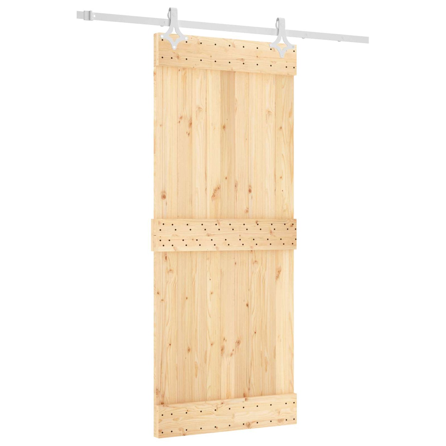 vidaXL Συρόμενη Πόρτα 85 x 210 cm Συμπαγές Ξύλο Πεύκου (Ακατέργαστο)