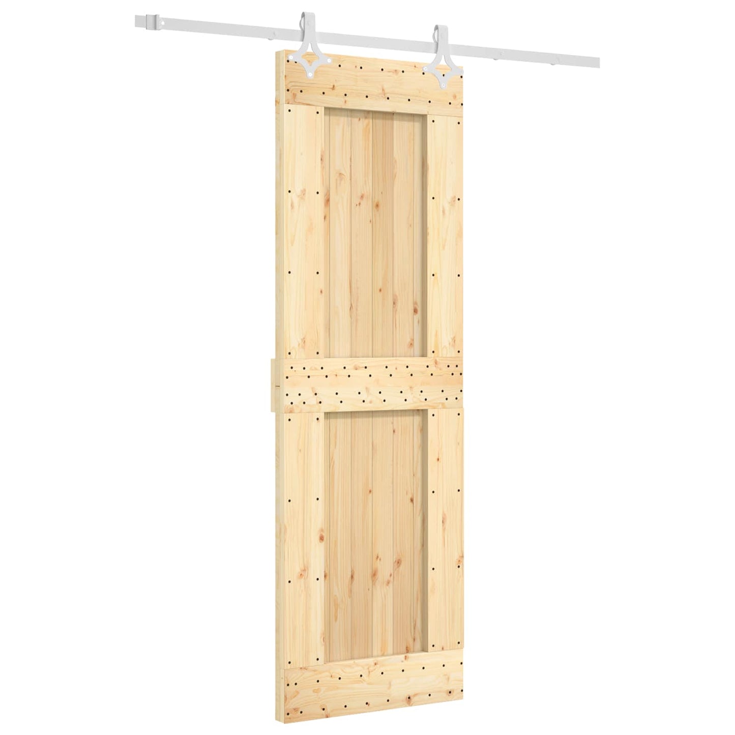 vidaXL Συρόμενη Πόρτα 70 x 210 cm Συμπαγές Ξύλο Πεύκου (Ακατέργαστο)