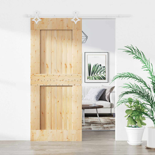 vidaXL Συρόμενη Πόρτα Φυσικό και Λευκό 80 x 210 cm