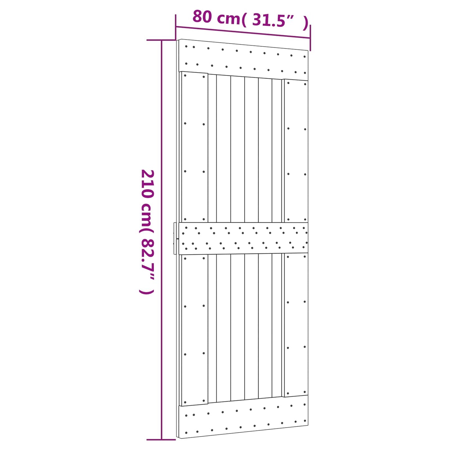 vidaXL Συρόμενη Πόρτα Φυσικό και Λευκό 80 x 210 cm