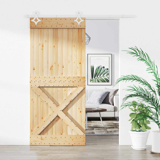 vidaXL Συρόμενη Πόρτα Φυσικό και Λευκό 90 x 210 cm