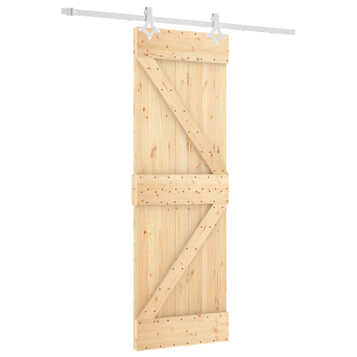 vidaXL Συρόμενη Πόρτα 70 x 210 cm Συμπαγές Ξύλο Πεύκου (Ακατέργαστο)