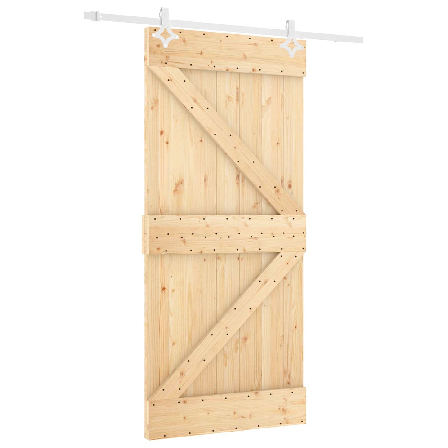 vidaXL Συρόμενη Πόρτα 100 x 210 cm Μασίφ Ξύλο Πεύκου Φυσικό και Λευκό