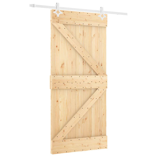 vidaXL Συρόμενη Πόρτα 100 x 210 cm Μασίφ Ξύλο Πεύκου Φυσικό και Λευκό