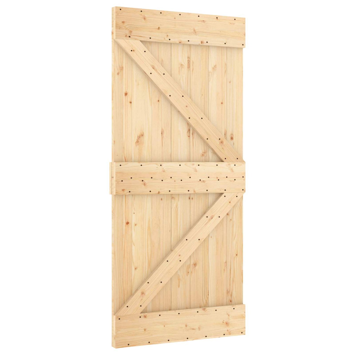 vidaXL Συρόμενη Πόρτα 100 x 210 cm Μασίφ Ξύλο Πεύκου Φυσικό και Λευκό
