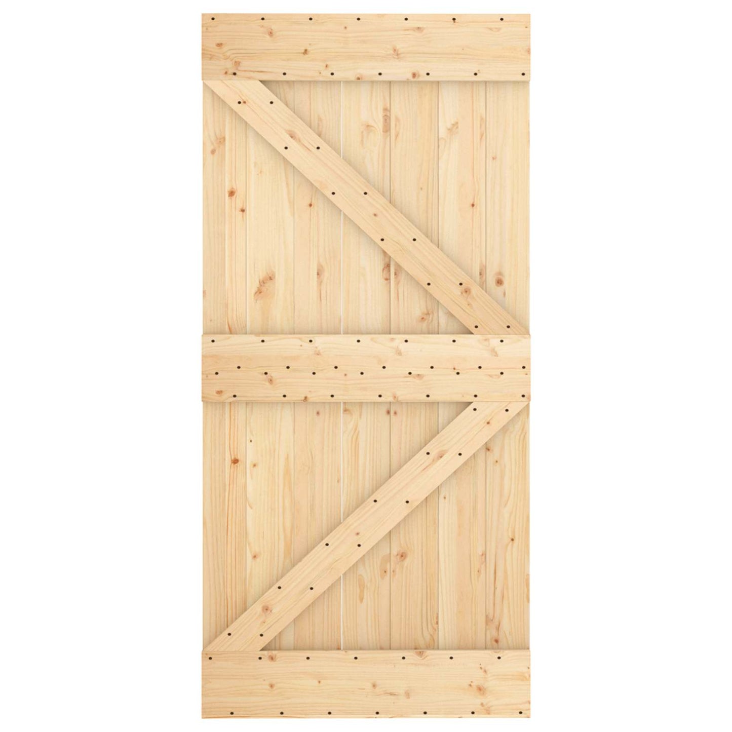 vidaXL Συρόμενη Πόρτα 100 x 210 cm Μασίφ Ξύλο Πεύκου Φυσικό και Λευκό