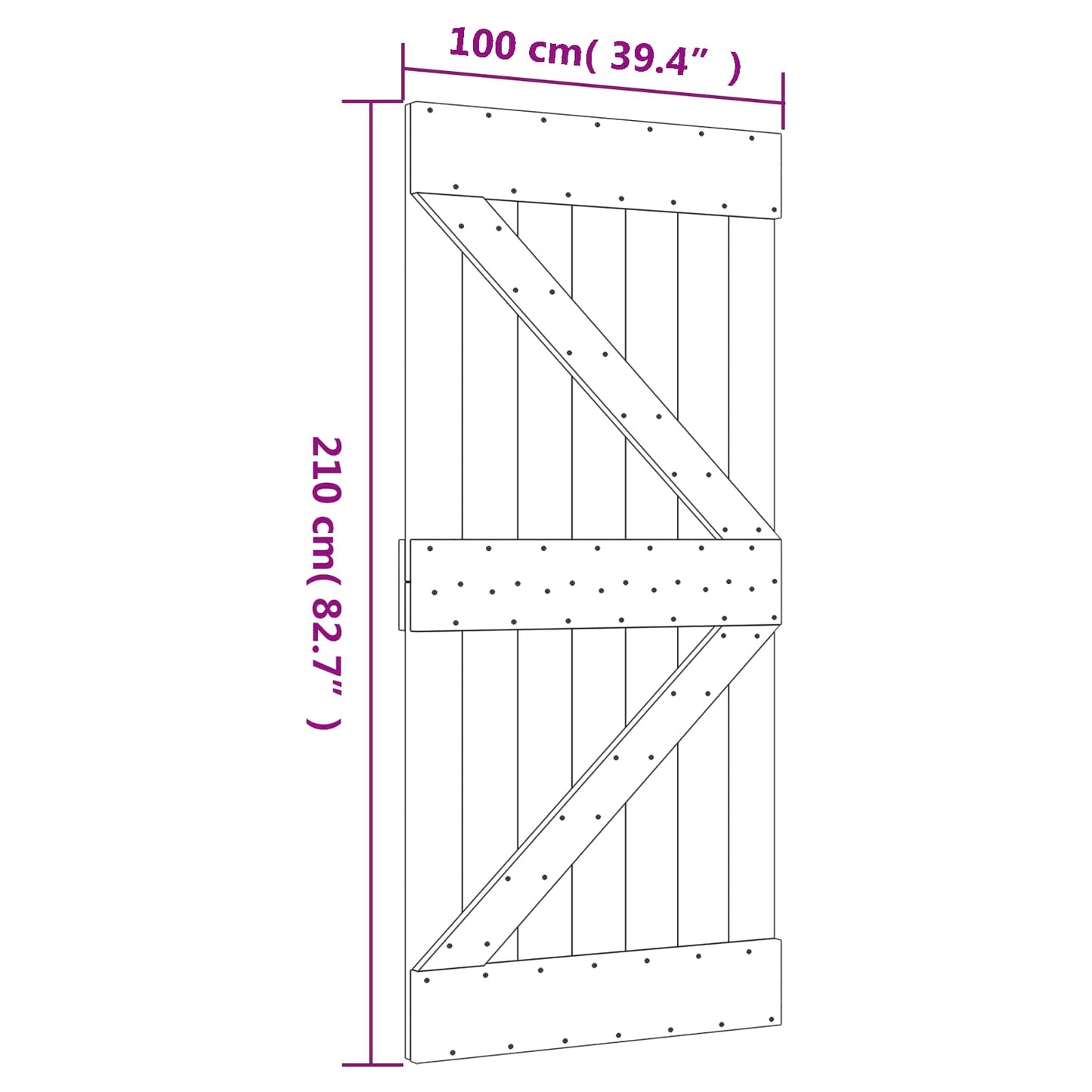 vidaXL Συρόμενη Πόρτα 100 x 210 cm Μασίφ Ξύλο Πεύκου Φυσικό και Λευκό