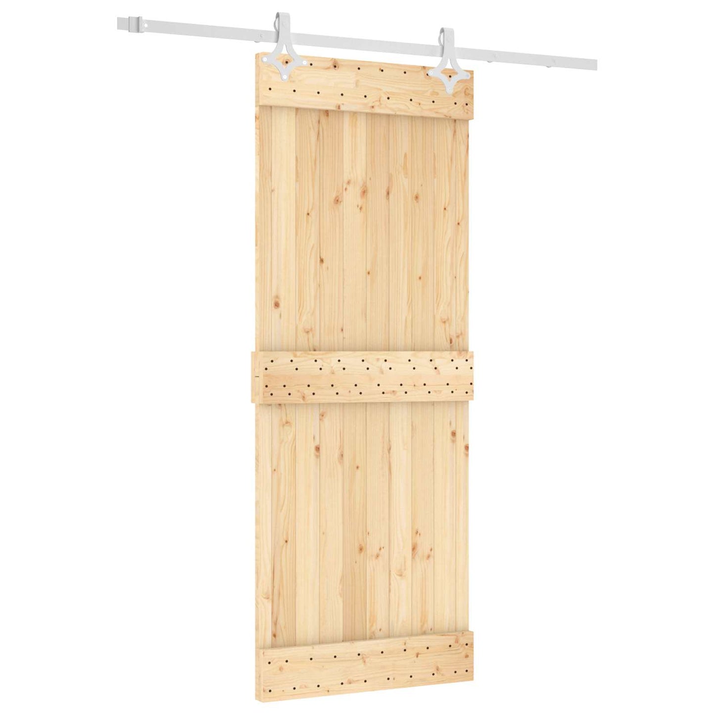 vidaXL Συρόμενη Πόρτα 80 x 210 cm Συμπαγές Ξύλο Πεύκου (Ακατέργαστο)