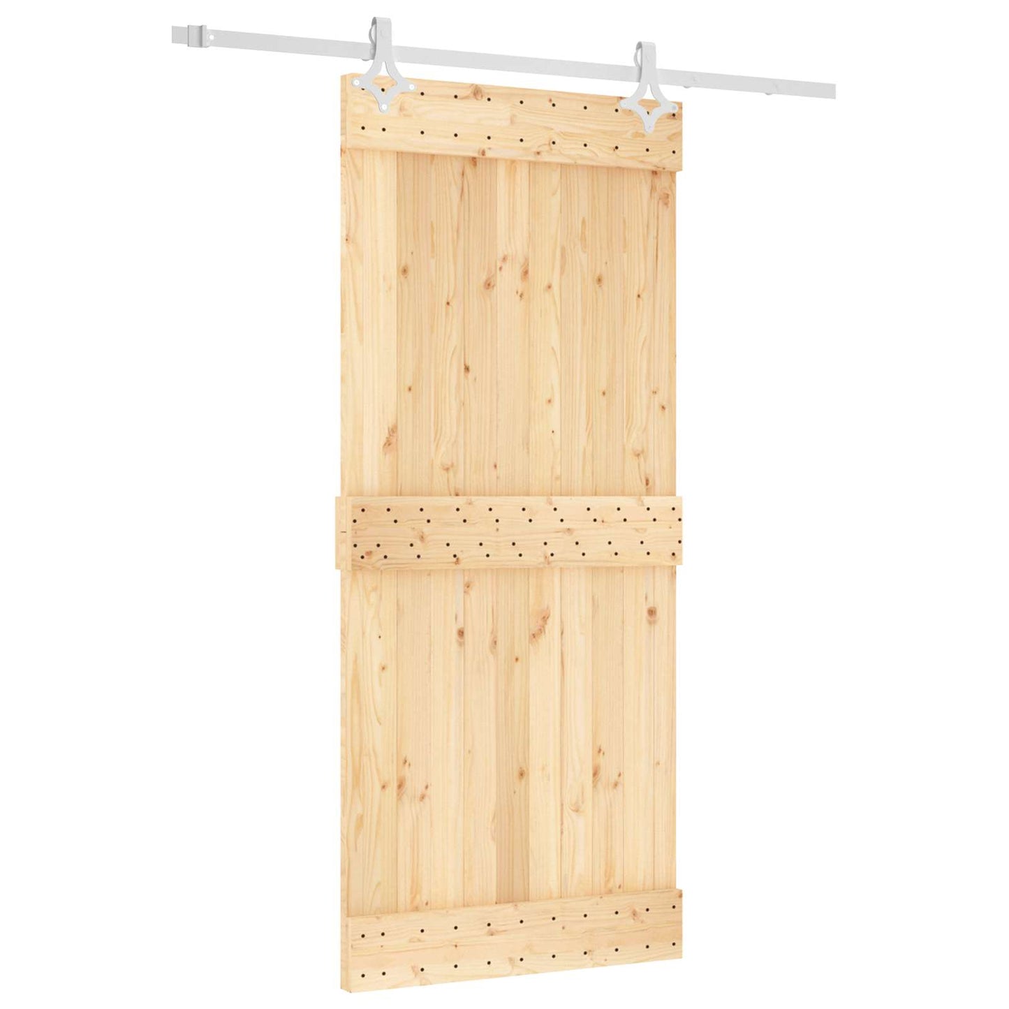 vidaXL Συρόμενη Πόρτα 90 x 210 cm Συμπαγές Ξύλο Πεύκου (Ακατέργαστο)