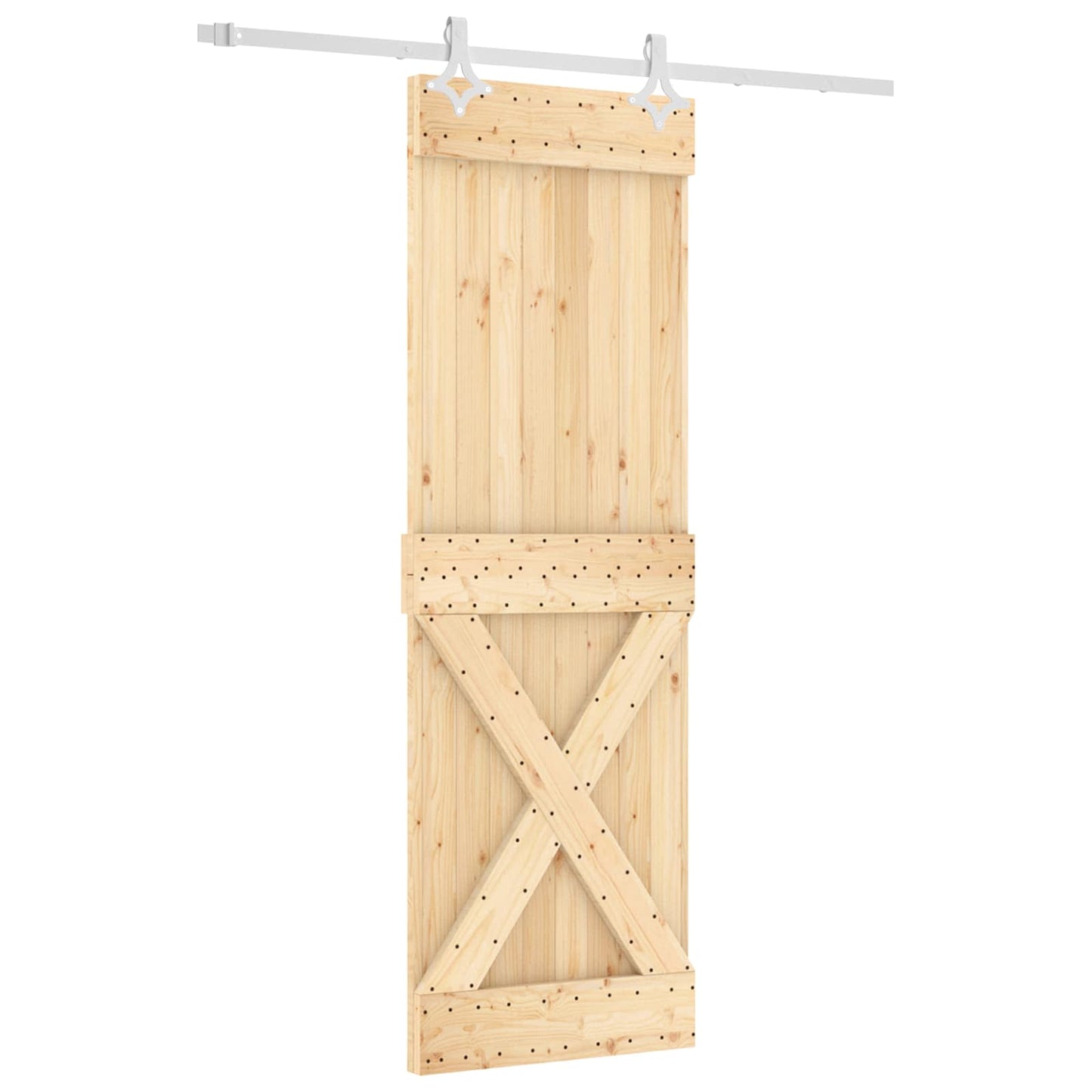 vidaXL Συρόμενη Πόρτα 70 x 210 cm Συμπαγές Ξύλο Πεύκου (Ακατέργαστο)