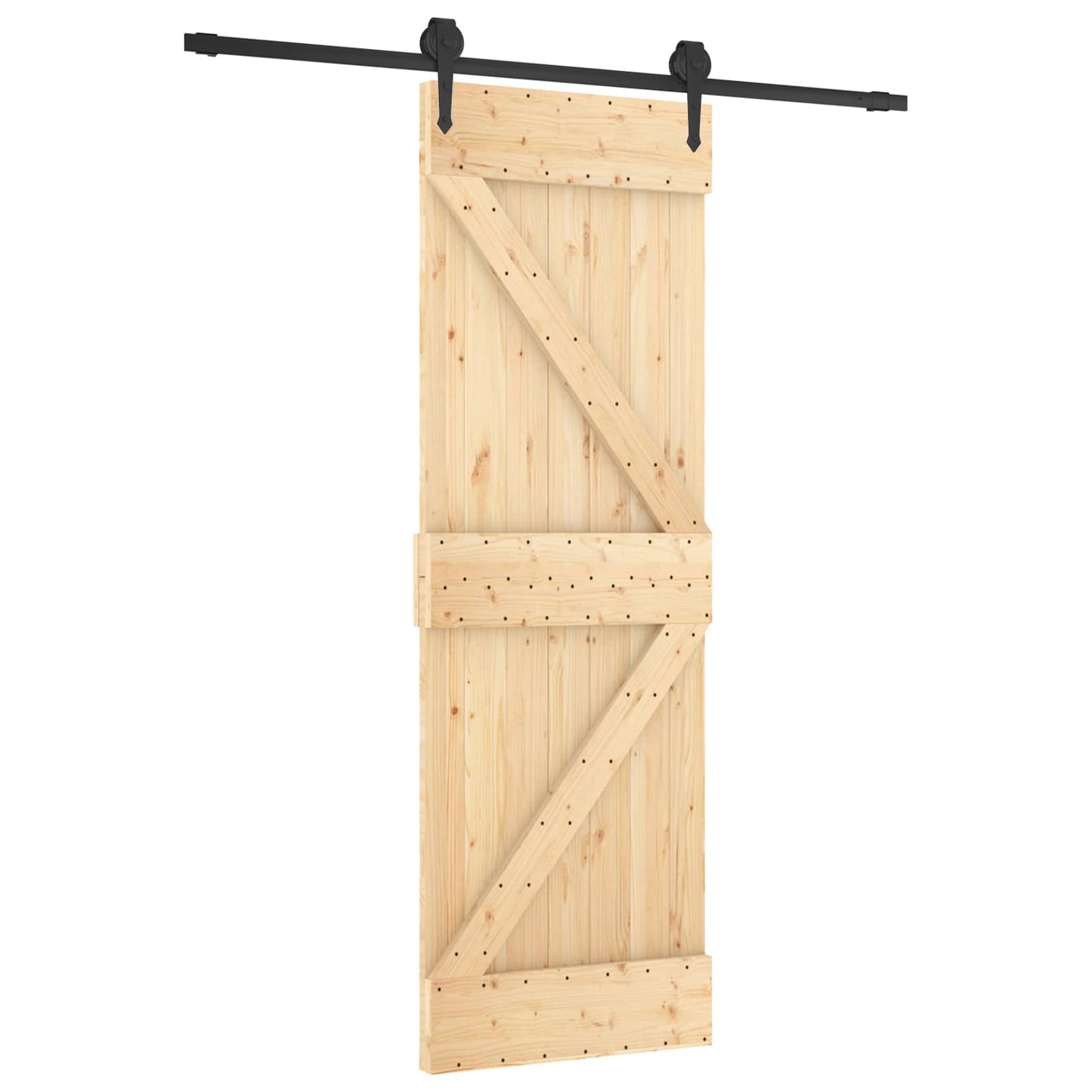 vidaXL Συρόμενη Πόρτα 70 x 210 cm Συμπαγές Ξύλο Πεύκου (Ακατέργαστο)