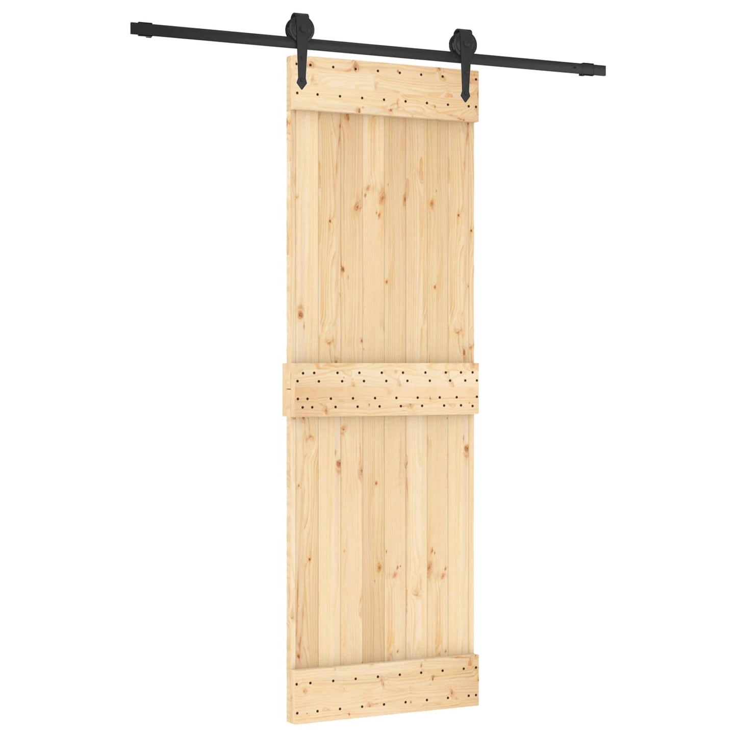 vidaXL Συρόμενη Πόρτα 70 x 210 cm Συμπαγές Ξύλο Πεύκου (Ακατέργαστο)