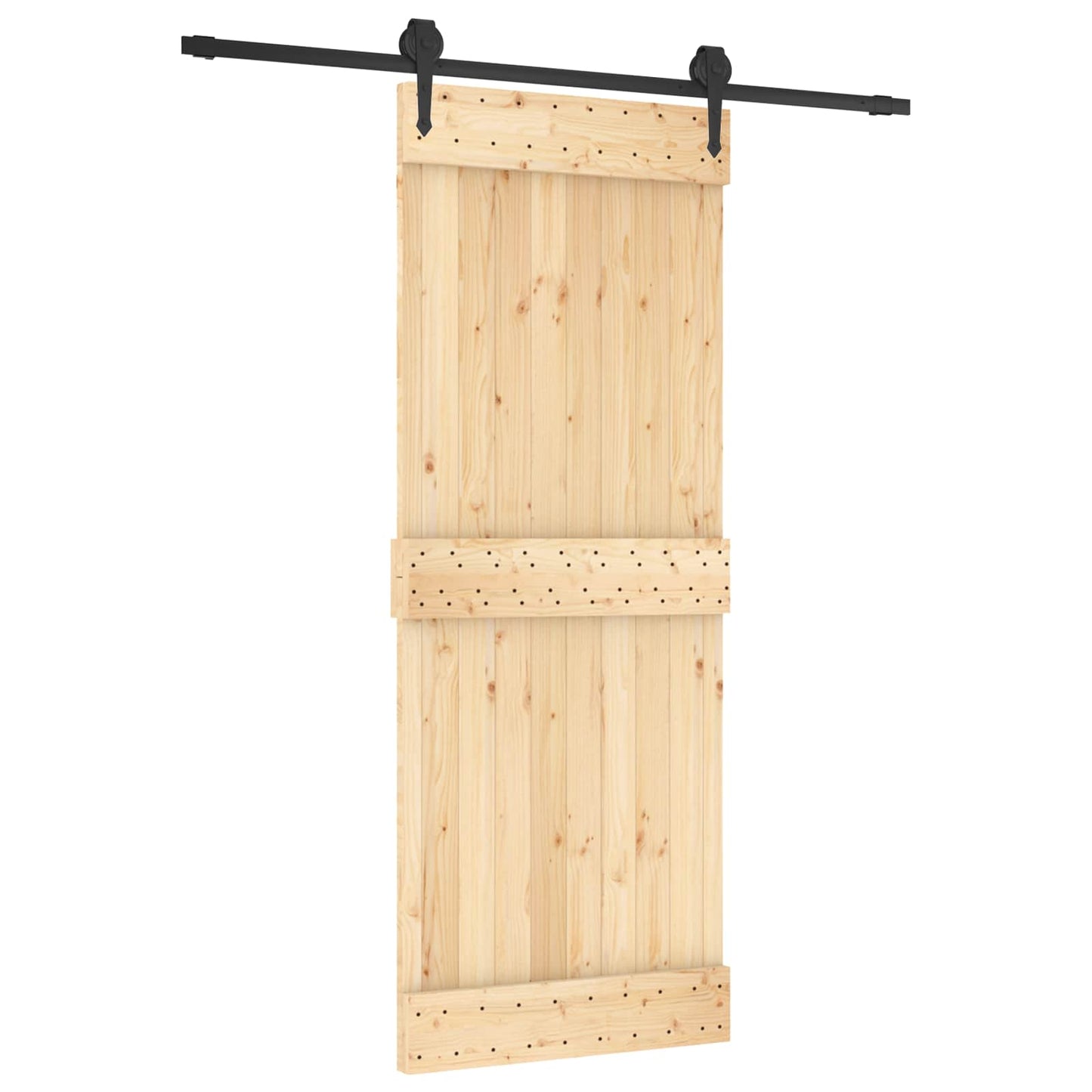 vidaXL Συρόμενη Πόρτα 80 x 210 cm Συμπαγές Ξύλο Πεύκου (Ακατέργαστο)
