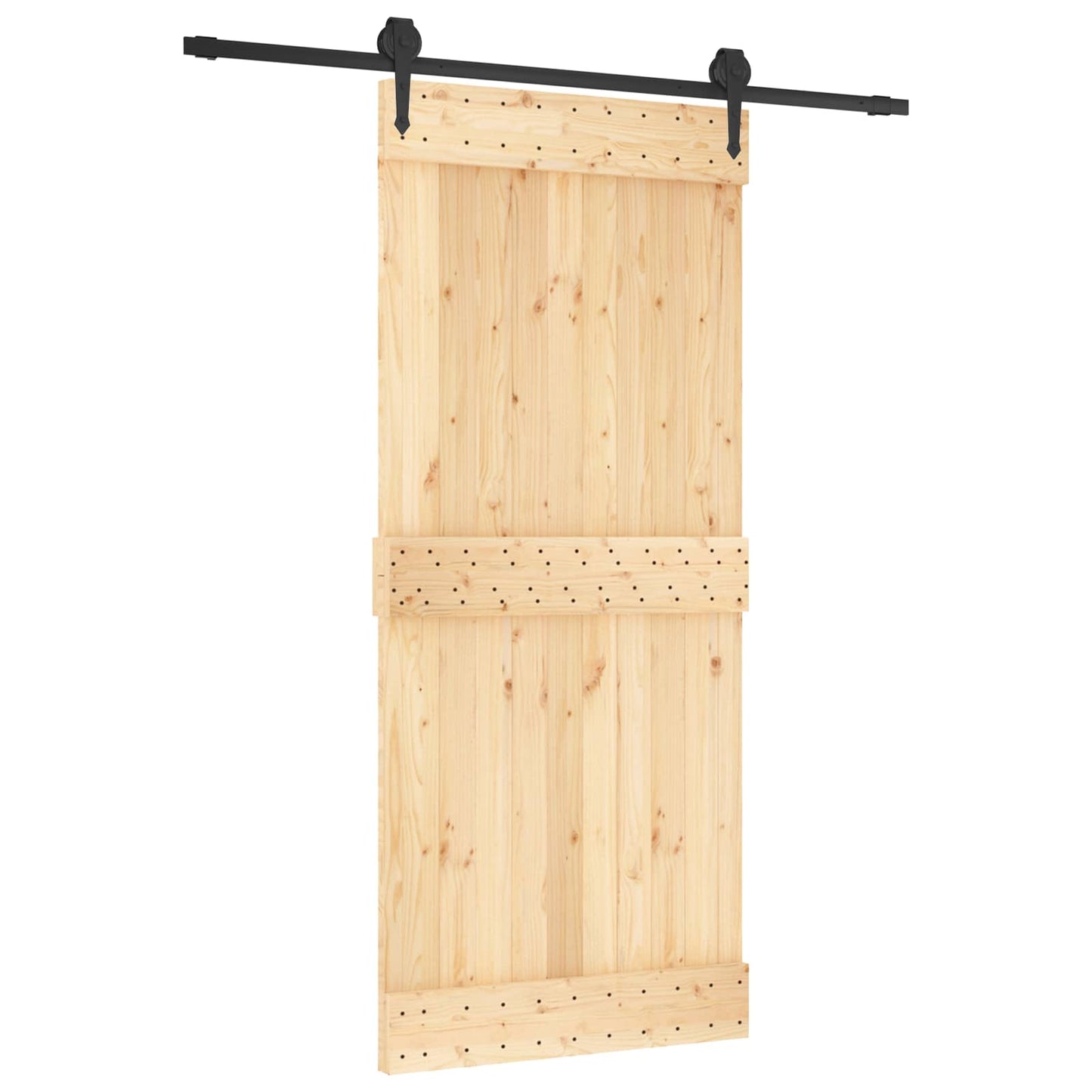 vidaXL Συρόμενη Πόρτα Φυσικό και Μαύρο 90 x 210 cm