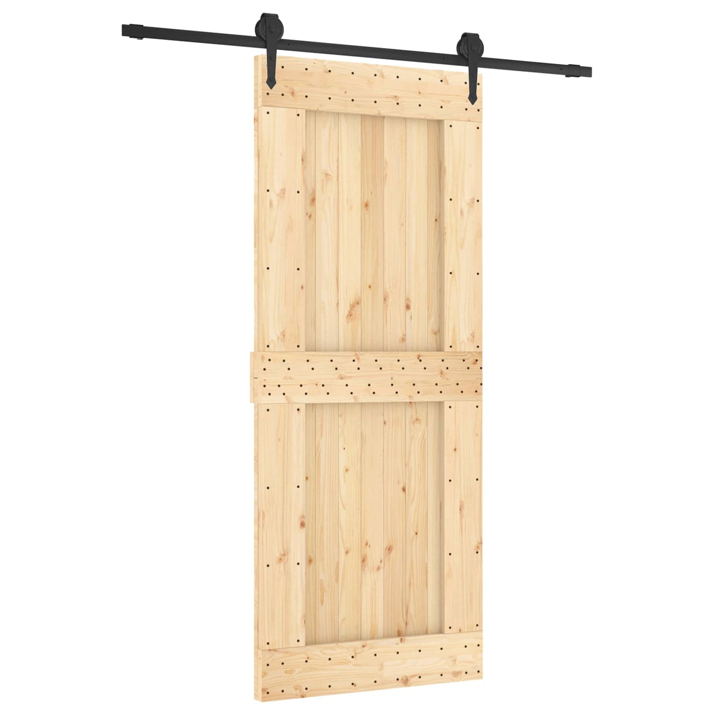 vidaXL Συρόμενη Πόρτα Φυσικό και Μαύρο 85 x 210 cm