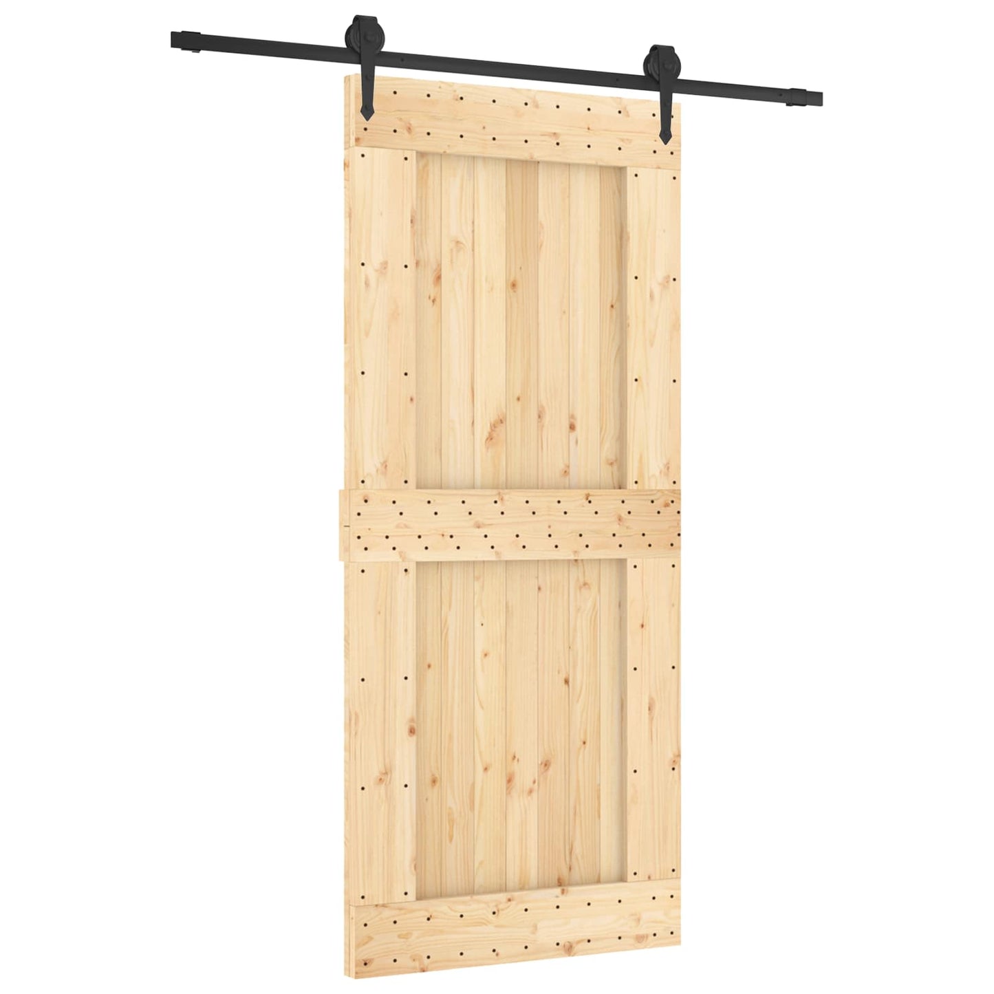 vidaXL Συρόμενη Πόρτα Φυσικό και Μαύρο 90 x 210 cm