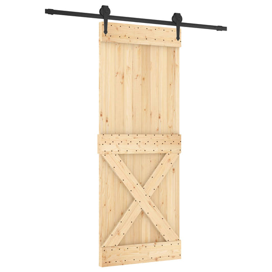 vidaXL Συρόμενη Πόρτα Φυσικό και Μαύρο 80 x 210 cm