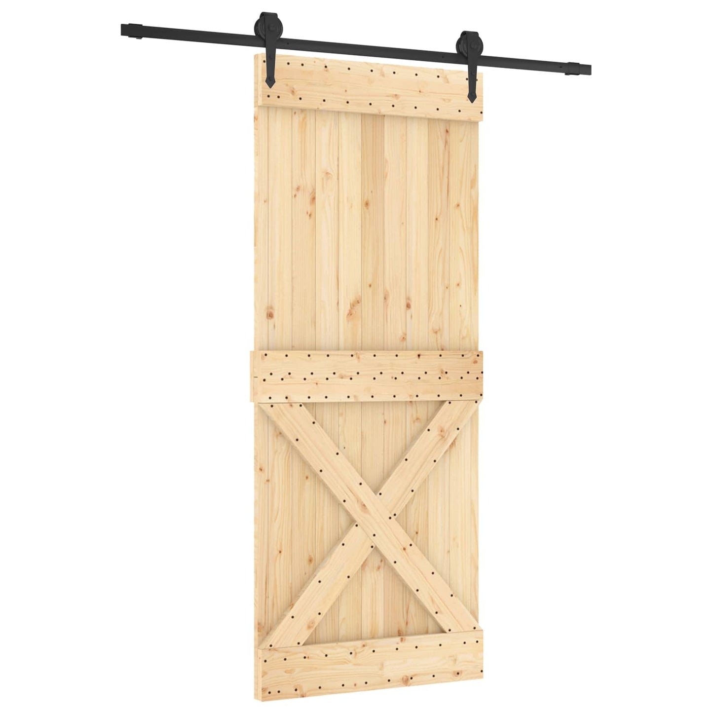 vidaXL Συρόμενη Πόρτα Φυσικό και Μαύρο 85 x 210 cm