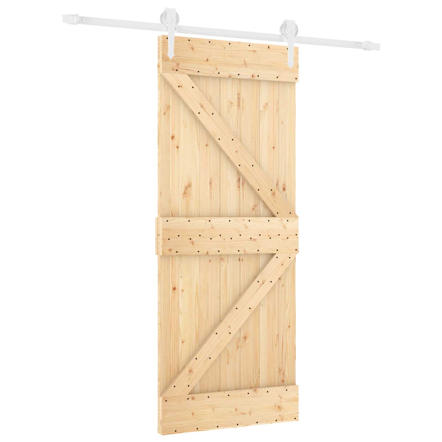 vidaXL Συρόμενη Πόρτα 85 x 210 cm Συμπαγές Ξύλο Πεύκου (Ακατέργαστο)