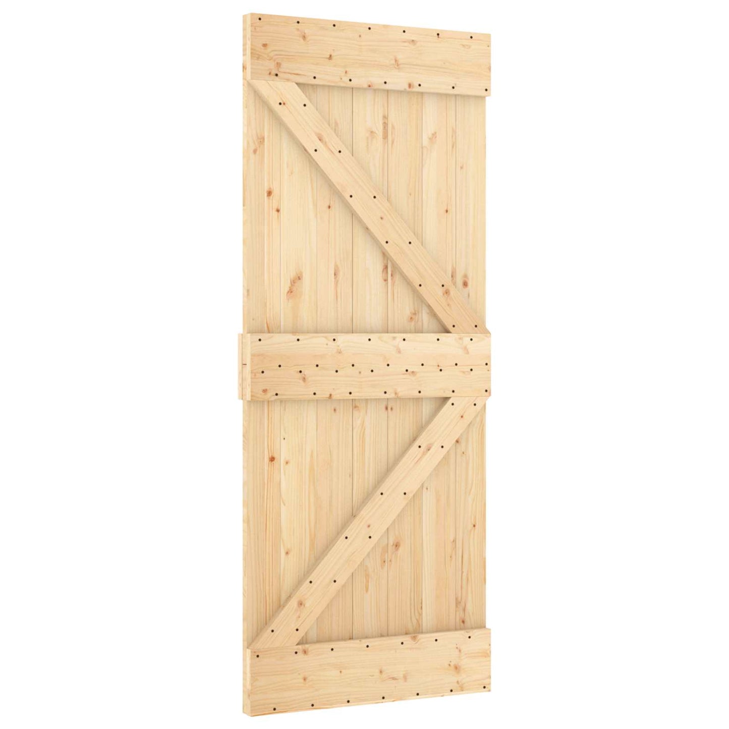 vidaXL Συρόμενη Πόρτα 85 x 210 cm Συμπαγές Ξύλο Πεύκου (Ακατέργαστο)
