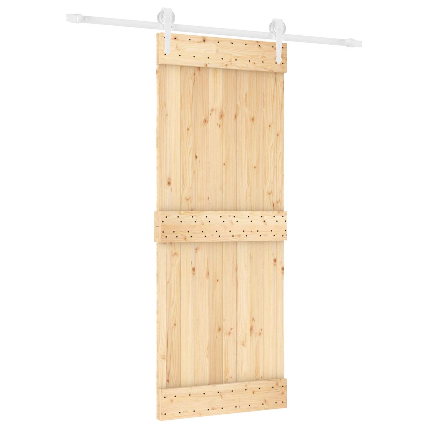 vidaXL Συρόμενη Πόρτα 80 x 210 cm Συμπαγές Ξύλο Πεύκου (Ακατέργαστο)