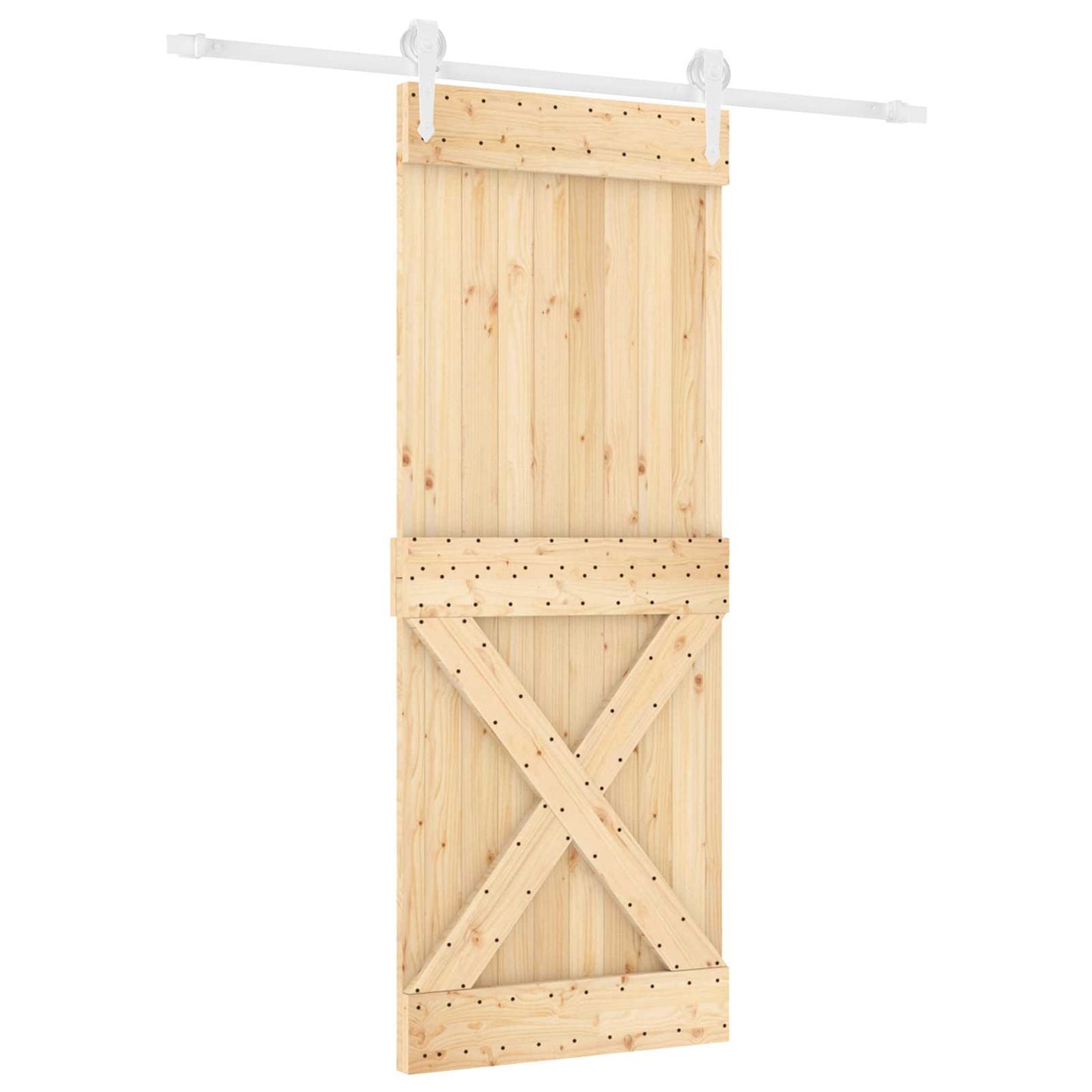 vidaXL Συρόμενη Πόρτα Φυσικό και Λευκό 80 x 210 cm