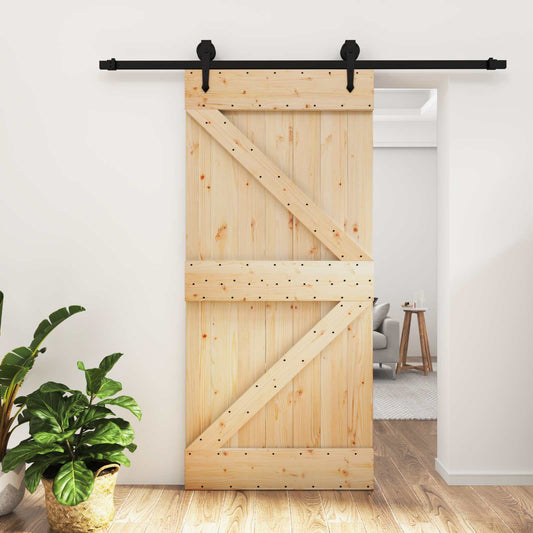 vidaXL Συρόμενη Πόρτα Φυσικό και Μαύρο 95 x 210 cm