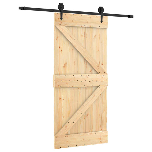 vidaXL Συρόμενη Πόρτα Φυσικό και Μαύρο 95 x 210 cm