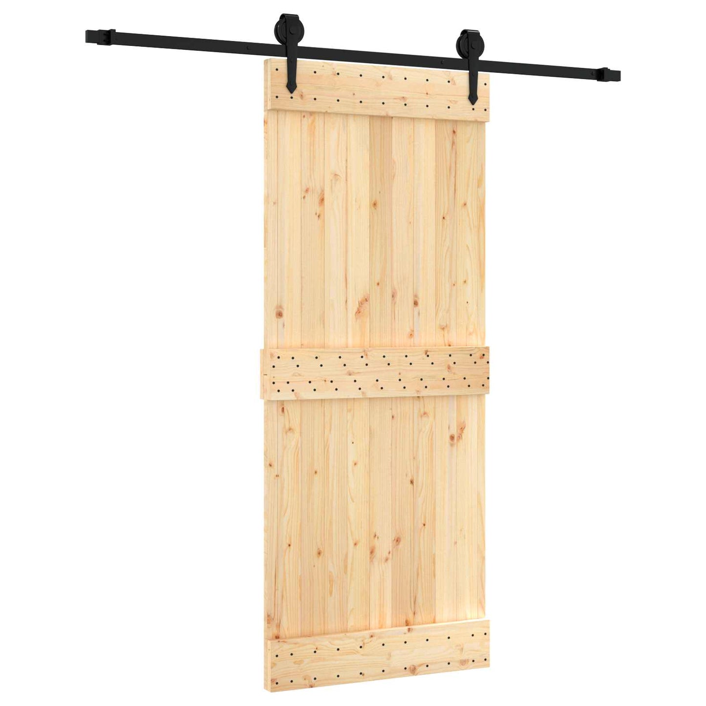 vidaXL Συρόμενη Πόρτα Φυσικό και Μαύρο 85 x 210 cm