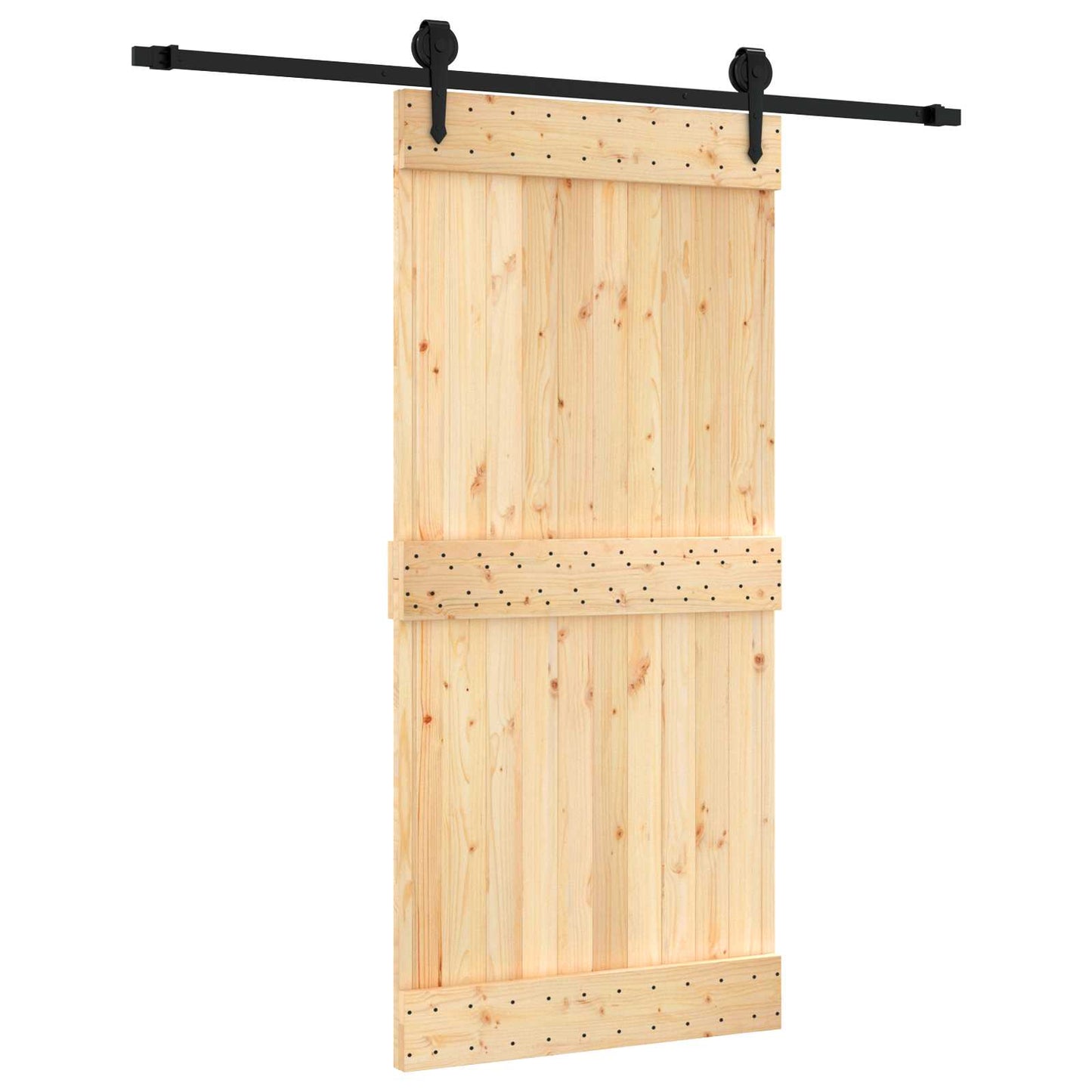 vidaXL Συρόμενη Πόρτα Φυσικό και Μαύρο 95 x 210 cm