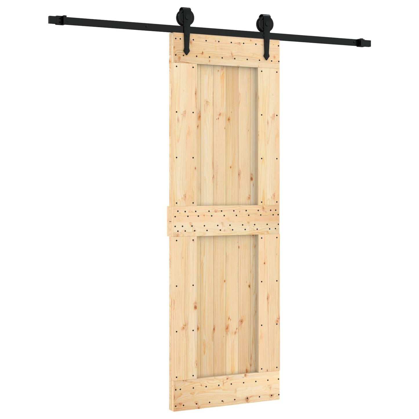 vidaXL Συρόμενη Πόρτα Φυσικό και Μαύρο 70 x 210 cm