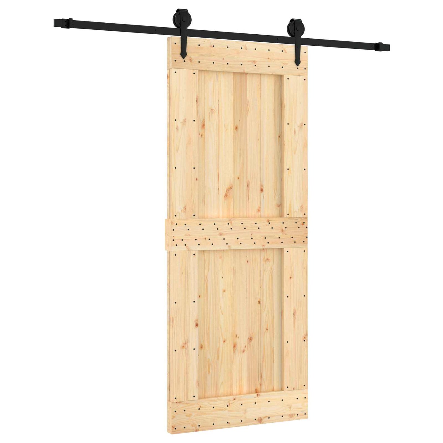 vidaXL Συρόμενη Πόρτα Φυσικό και Μαύρο 85 x 210 cm