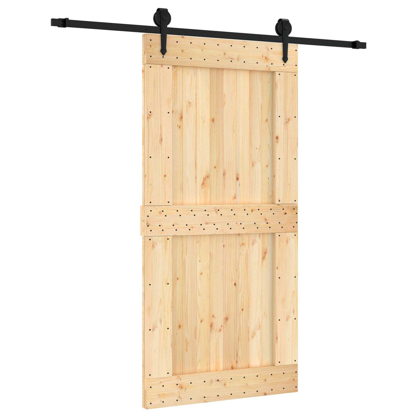 vidaXL Συρόμενη Πόρτα Φυσικό και Μαύρο 100 x 210 cm